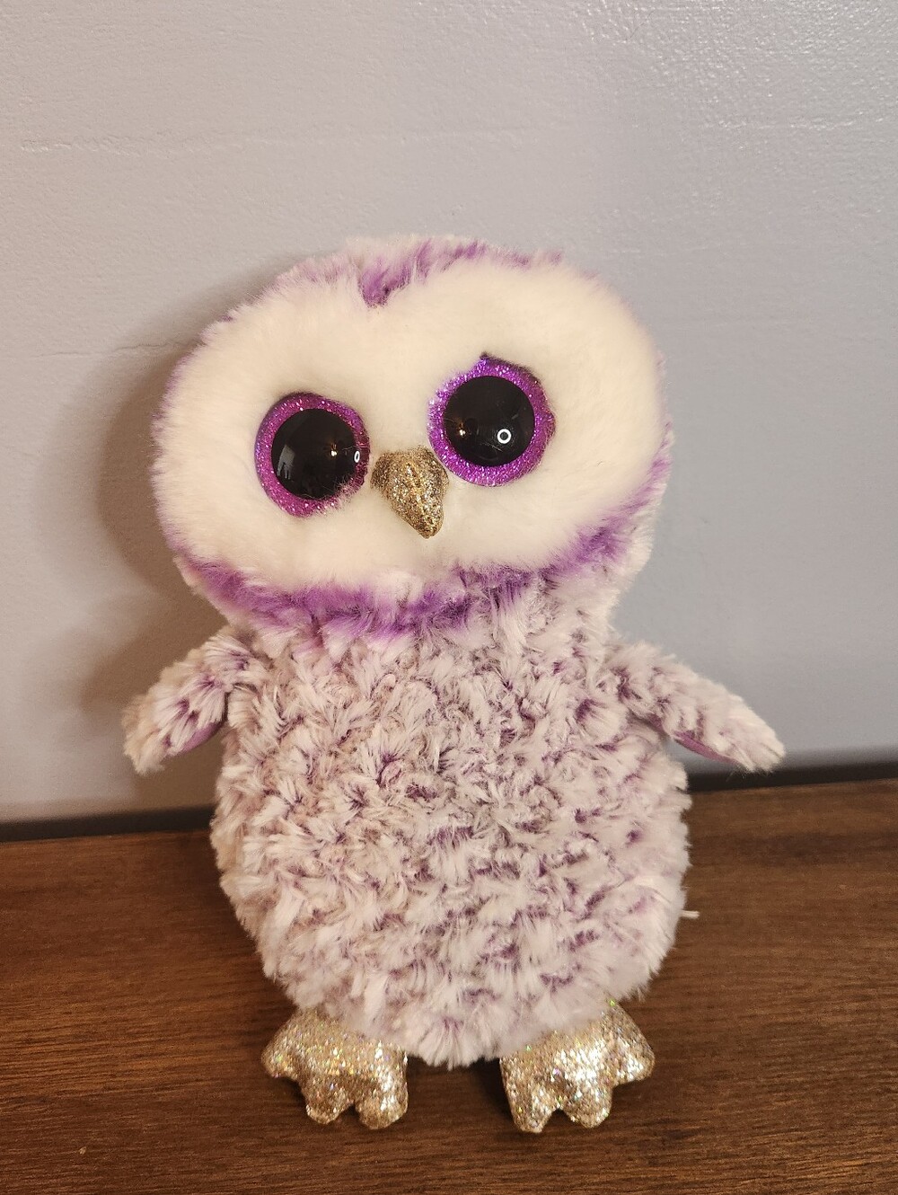 Ty Beanie Boos Moonlight Sparkle Purple and White Owl Plush 2021